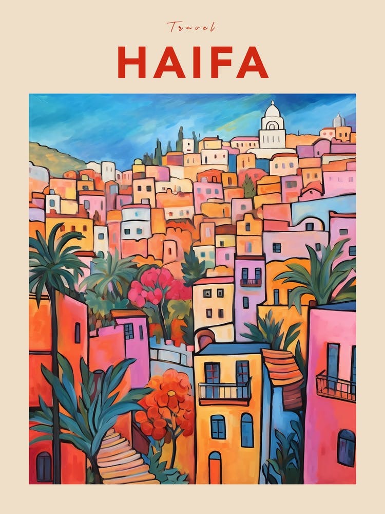 Haifa Israel 3 Fauvist Travel Poster