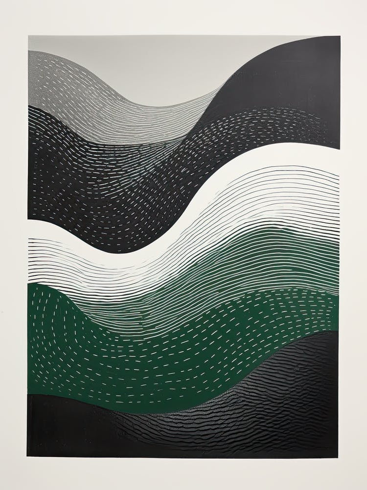 Mid Centure Modern Green Waves