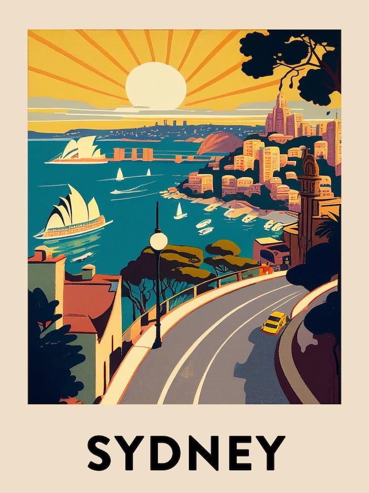 Sydney 4 Vintage Travel Poster