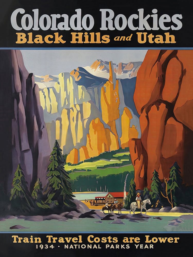 Colorado Rocky Mountains Vintage Travel Poster