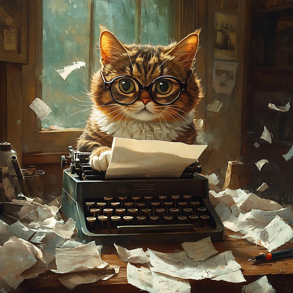 Funny Cat Writer Vintage 4