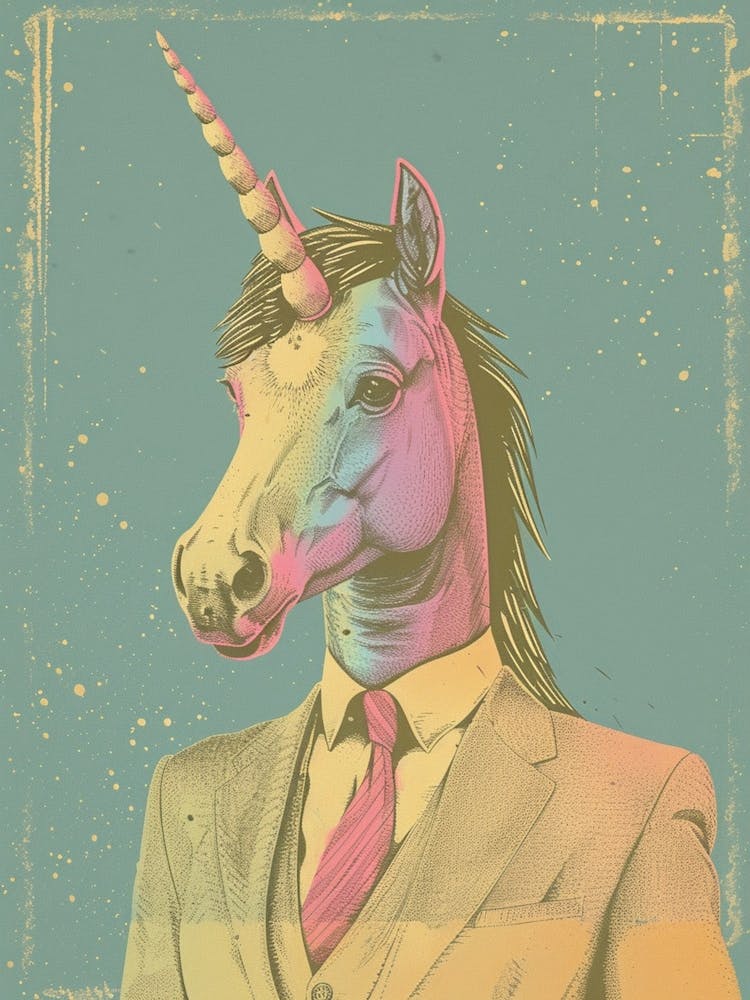 Pastel Unicorn In A Suit 4