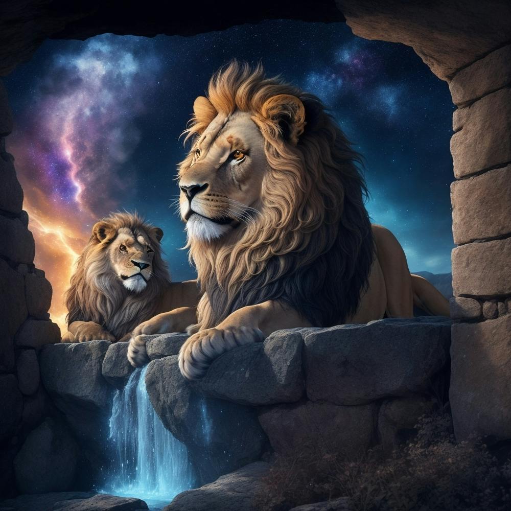 Lions In Cave