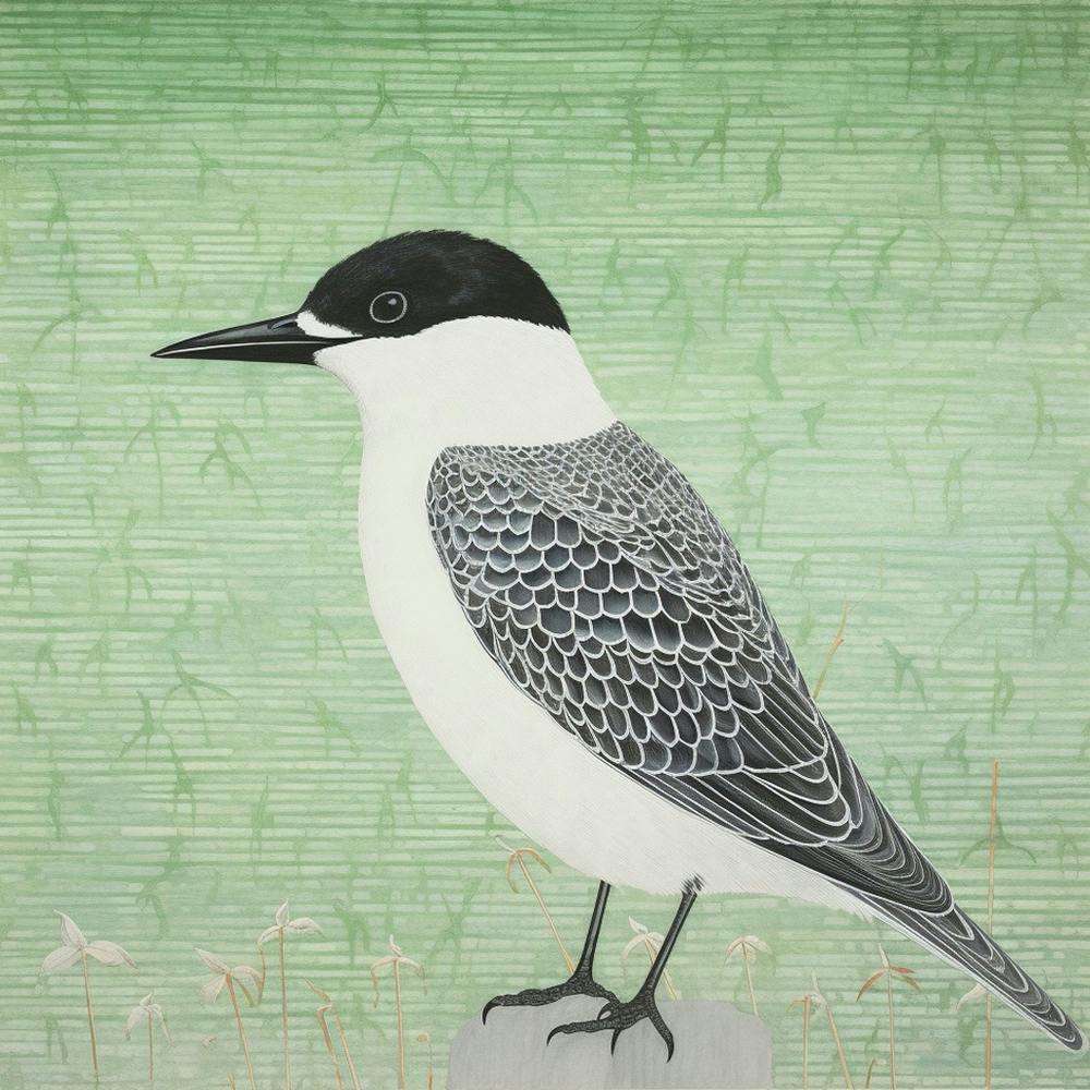 Ohara Koson Inspired Bird Painting Common Tern 1 Square