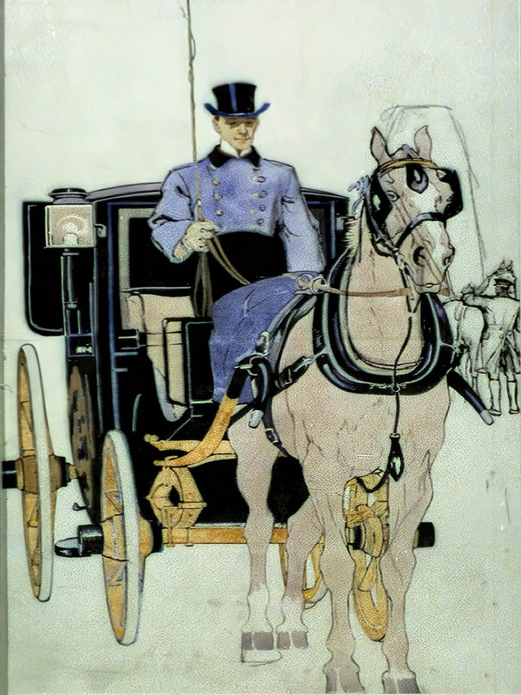 Driver With Horse And Carriage, Edward Penfield