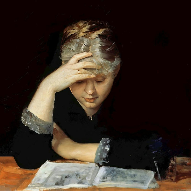 Woman Reading A Book, Vintage Woman Portrait
