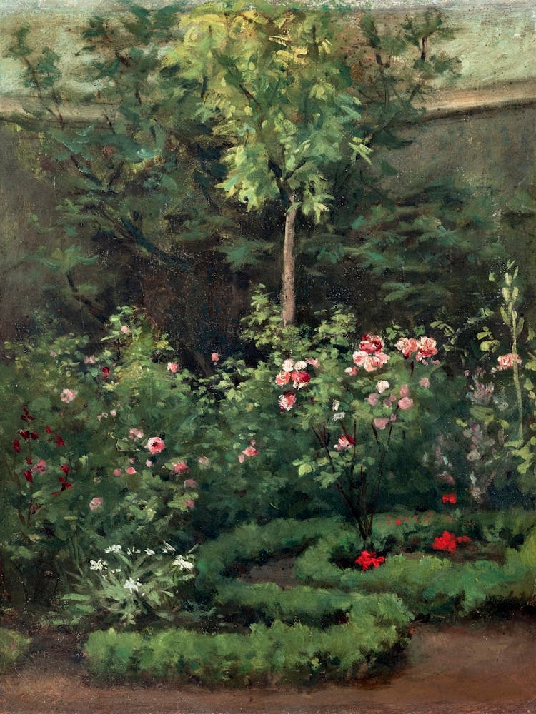 A Rose Garden Vintage Floral Painting