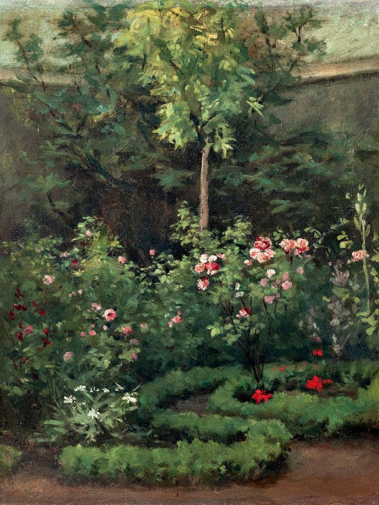 A Rose Garden Vintage Floral Painting
