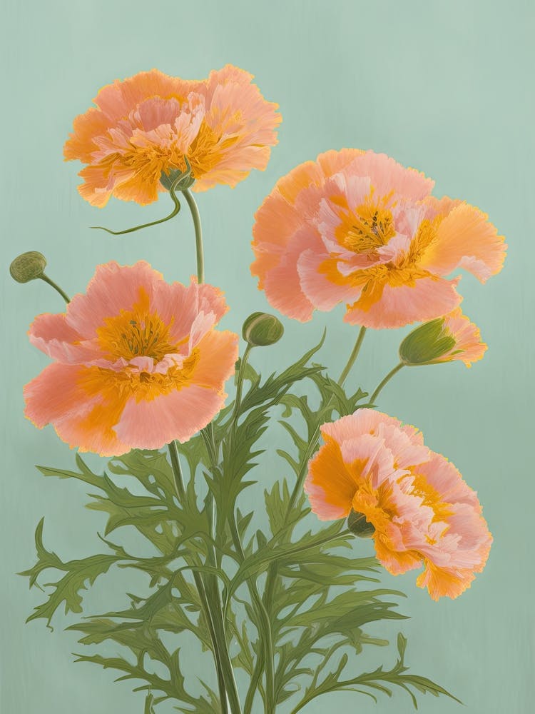 Marigold Flowers Acrylic Painting In Pastel Colours 9