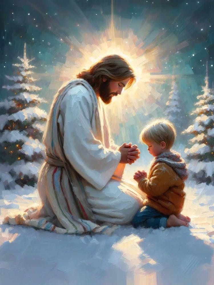 Holiday Prayers, Christian Wall Art, Jesus Praying With Boy, Jesus Picture, Lds Painting, Bible Prints, Christian Art For Kids, Jesus Prints
