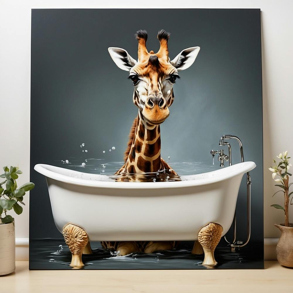 Giraffe In Bathtub Picture