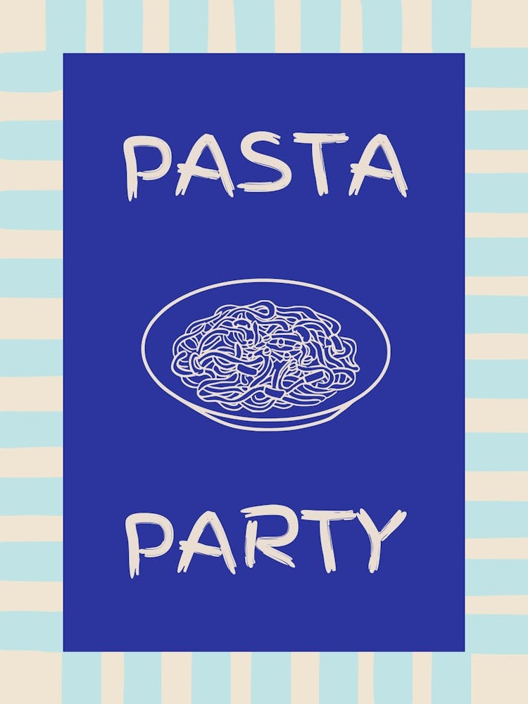 Pasta Party Blue Poster