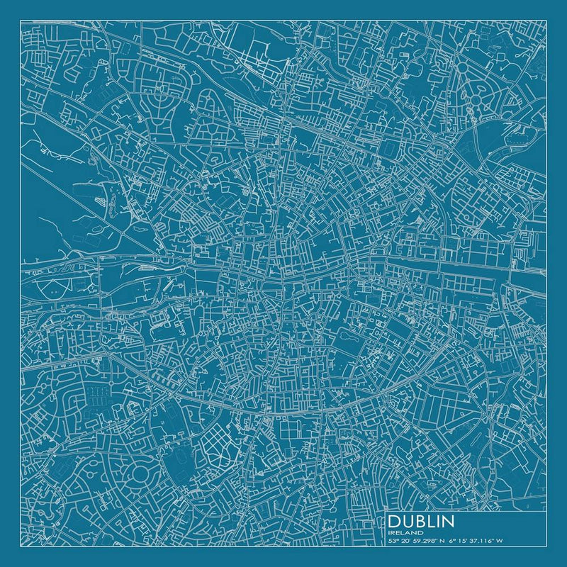 Dublin Ireland city map blueprint design