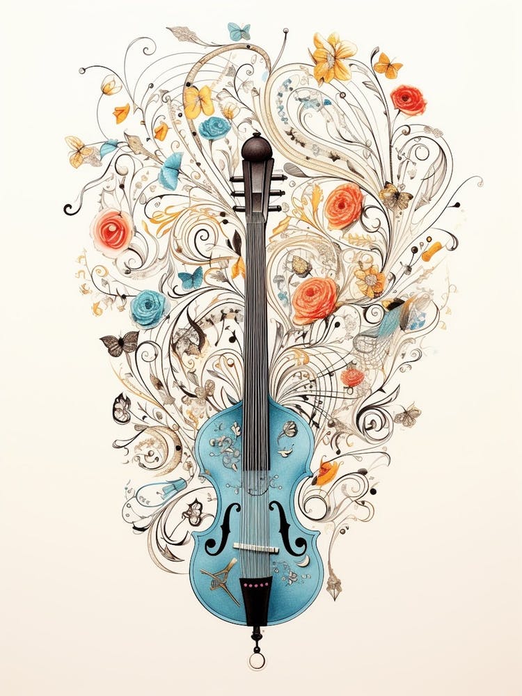 Musical Heart Instrument And Notes 2