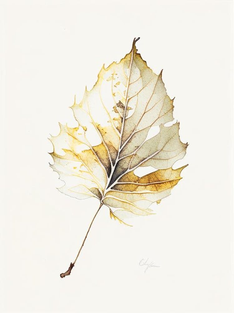 Witch Hazel Leaf Minimalist Watercolour 2