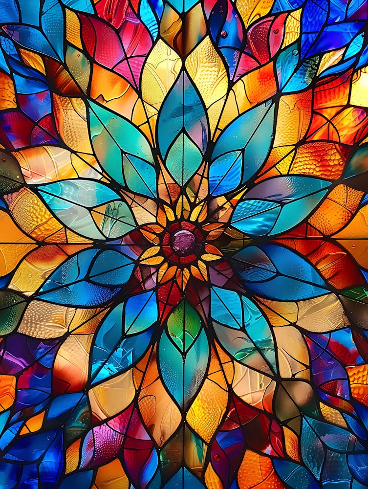 Colorful Stained Glass Flowers 9