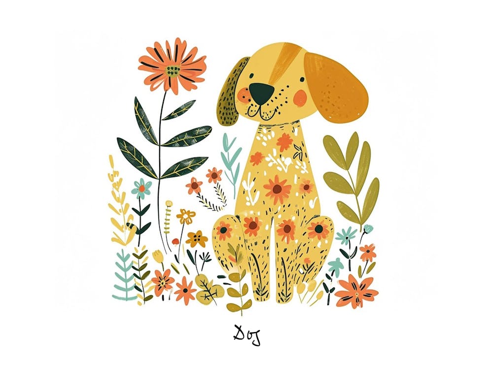 Little Floral Dog 1 Poster