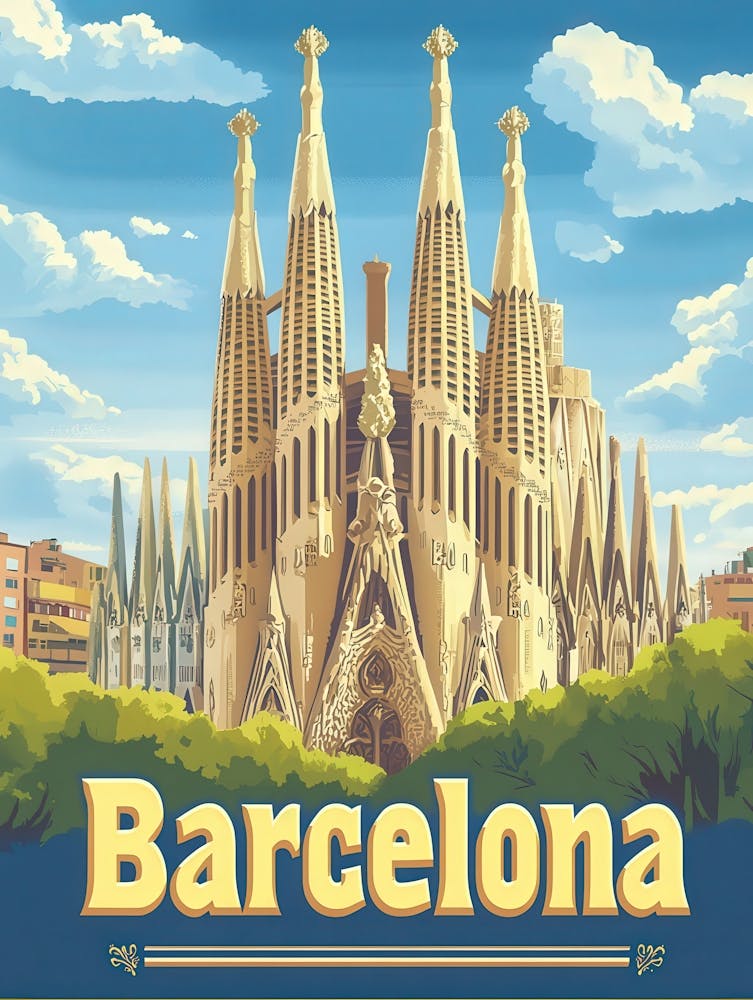 Aihrgdesign Ein Vintage Reiseplakat von Barcelona