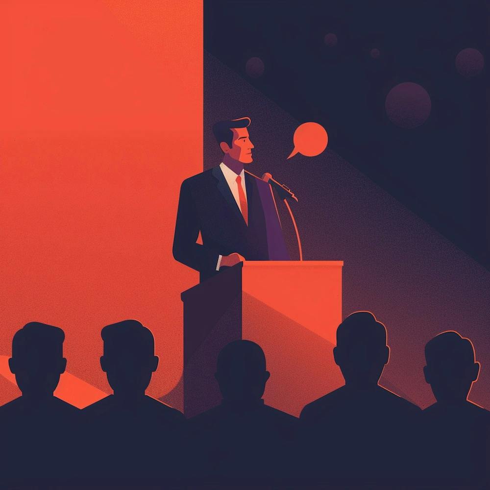 Silhouette Of A Man Giving A Speech