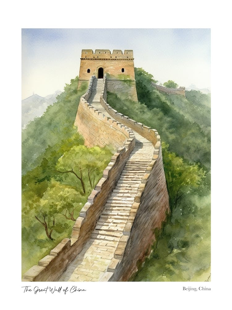 The Great Wall Of China 1 Watercolour Travel Poster