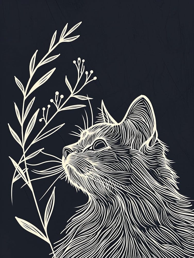Ragamuffin Cat Minimalist Illustration 4