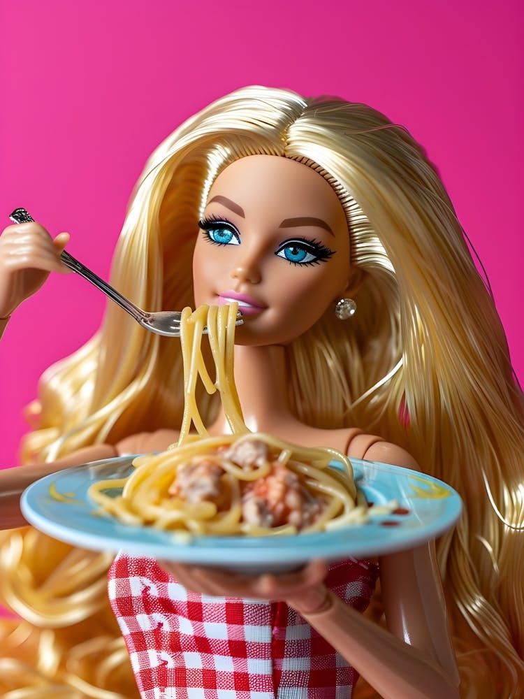 Barbie Eating Spaghetti
