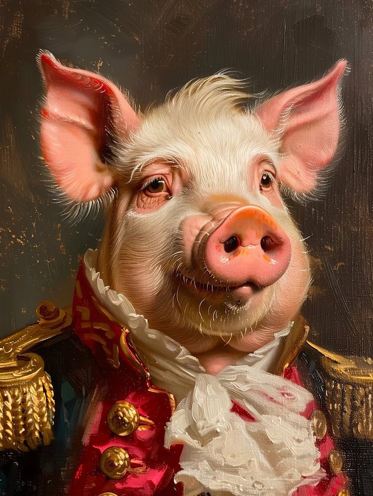 Victorian Animals Portrait, Royal Pig Vintage Print, Dressed Animal Altered Art, Renaissance Animal Printable Art, Farm Animal Lover Gift