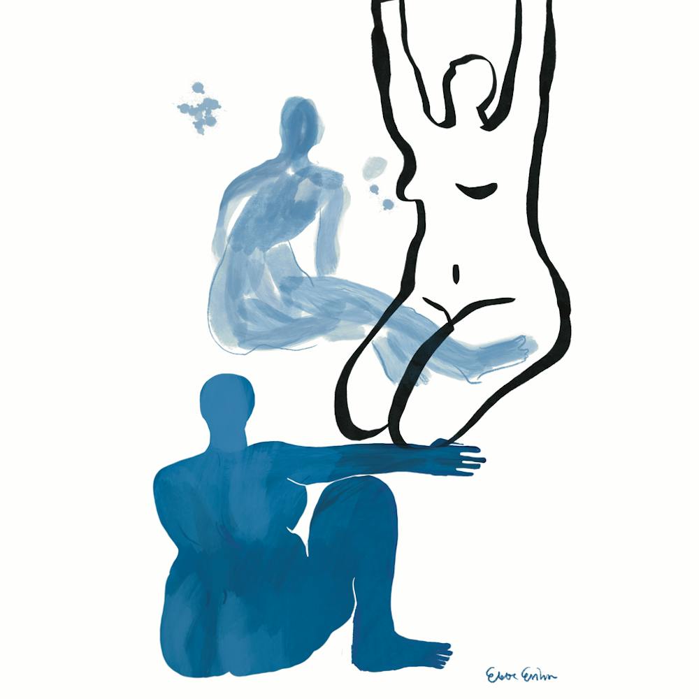 Blue nudes line drawing