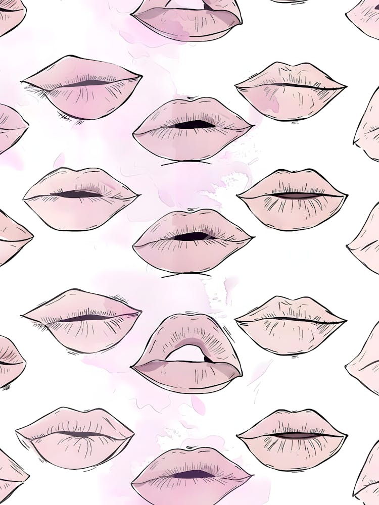 Pink Lips Seamless Pattern