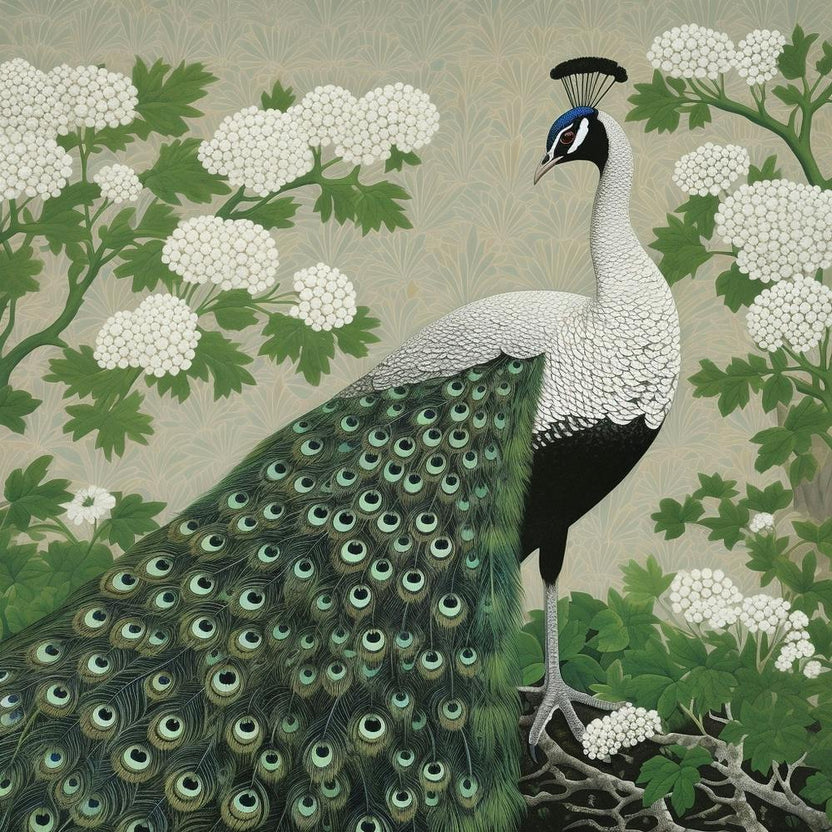 Ohara Koson Inspired Bird Painting Peacock 2 Square
