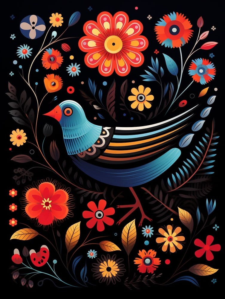 Folk Bird Illustration Mockingbird 3