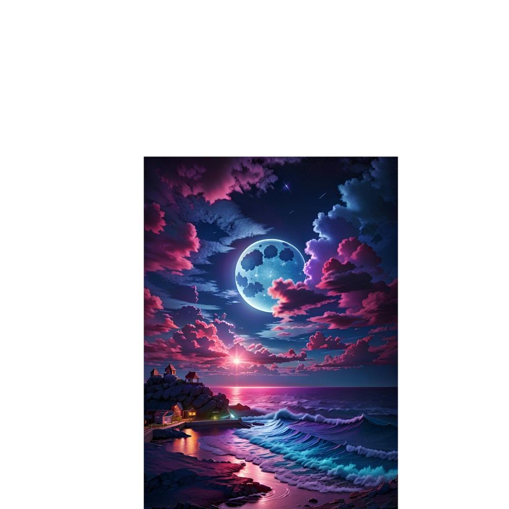 Full Moon Over The Ocean