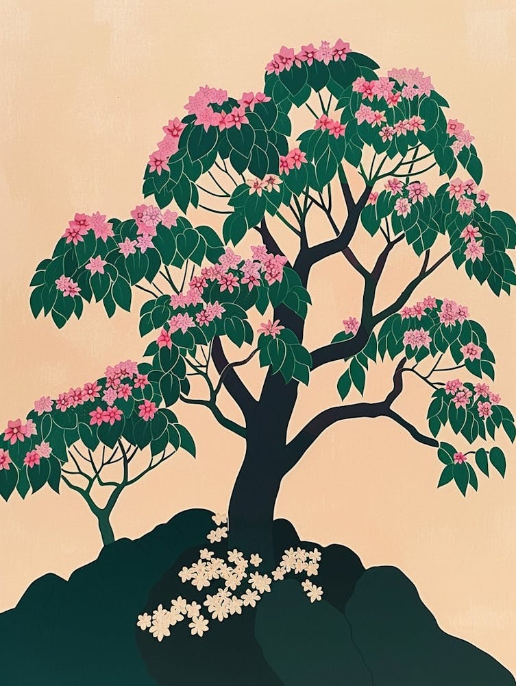Paulownia Tree Colourful Illustration 1