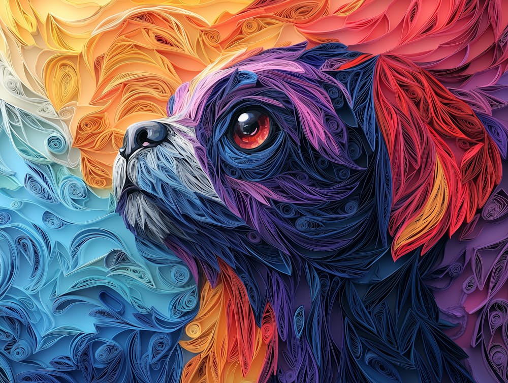 Brussels Griffon Paper Quill Dog Portrait