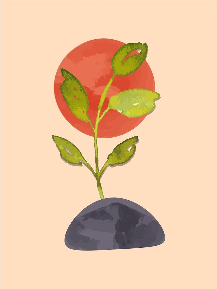 Watercolor Sun Leaf Boho