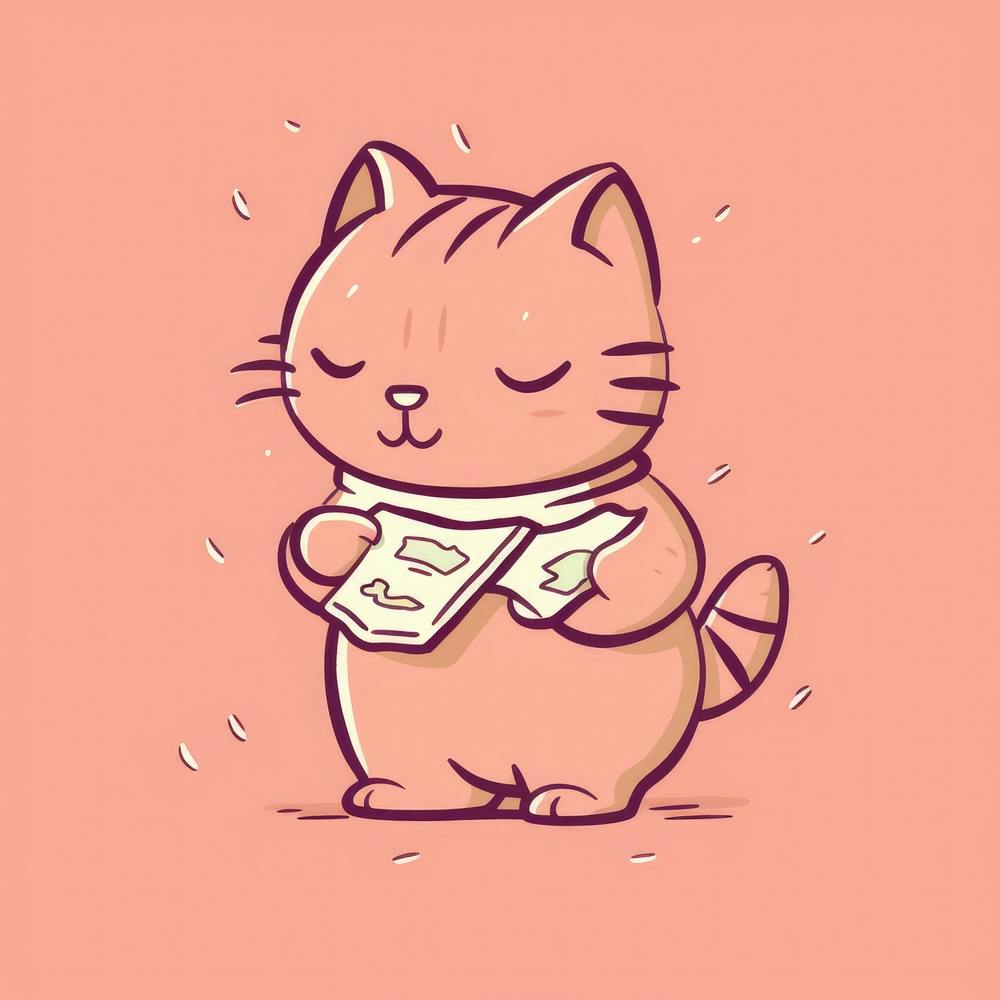 Cat Holding A Note