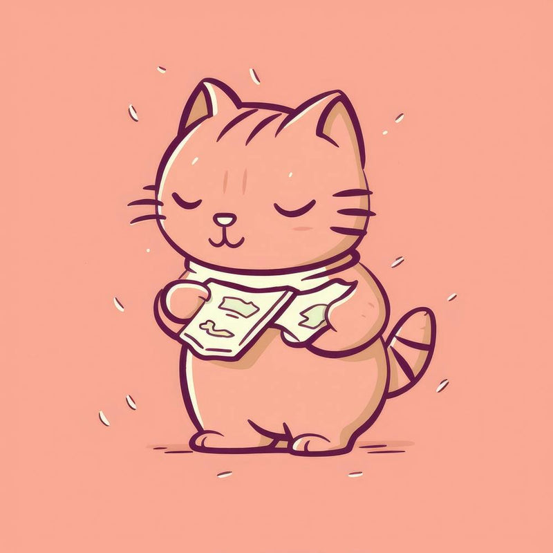 Cat Holding A Note