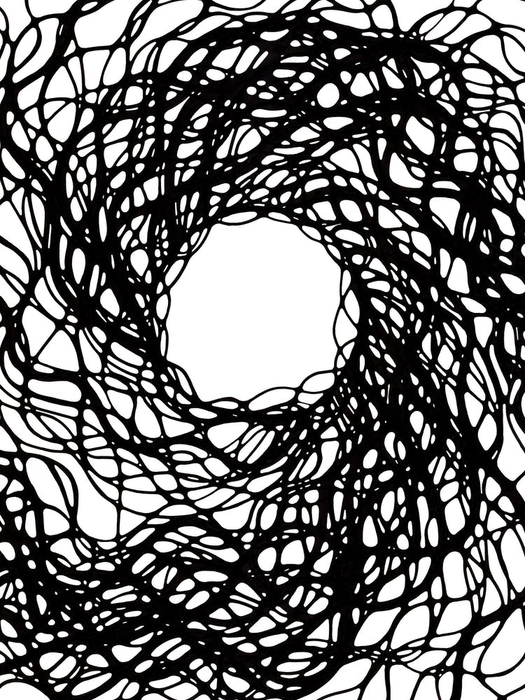 Abstract whirlpool of black lines / Hand Drawn / Black&White