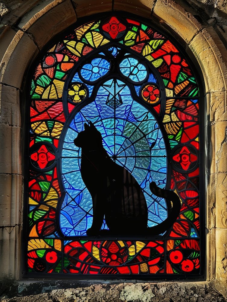 Cat In Stained Glass Window 7