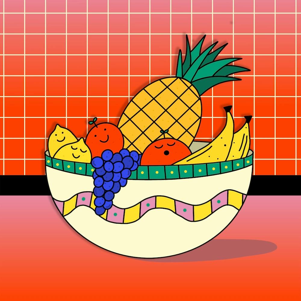 Happy Fruit Bowl Square