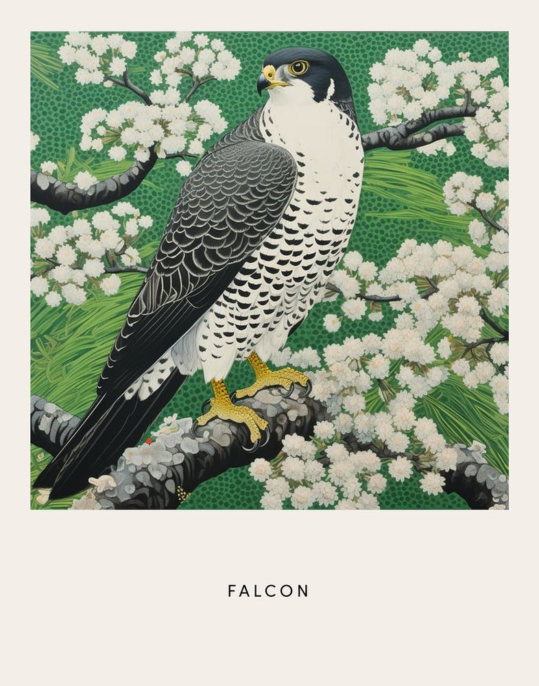 Ohara Koson Inspired Bird Painting Falcon 3 Poster