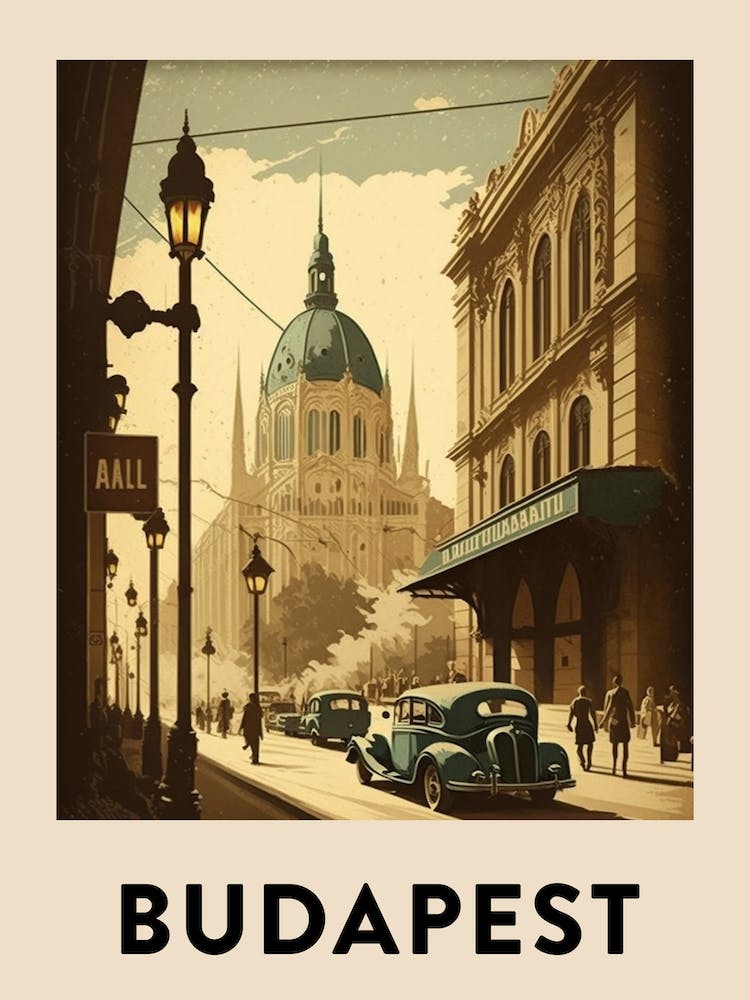 Budapest 4 Vintage Travel Poster
