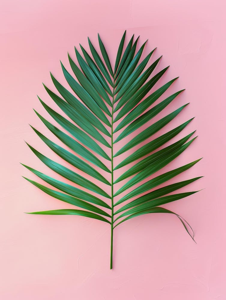 Feuille de Palmier Sur Fond Rose 10