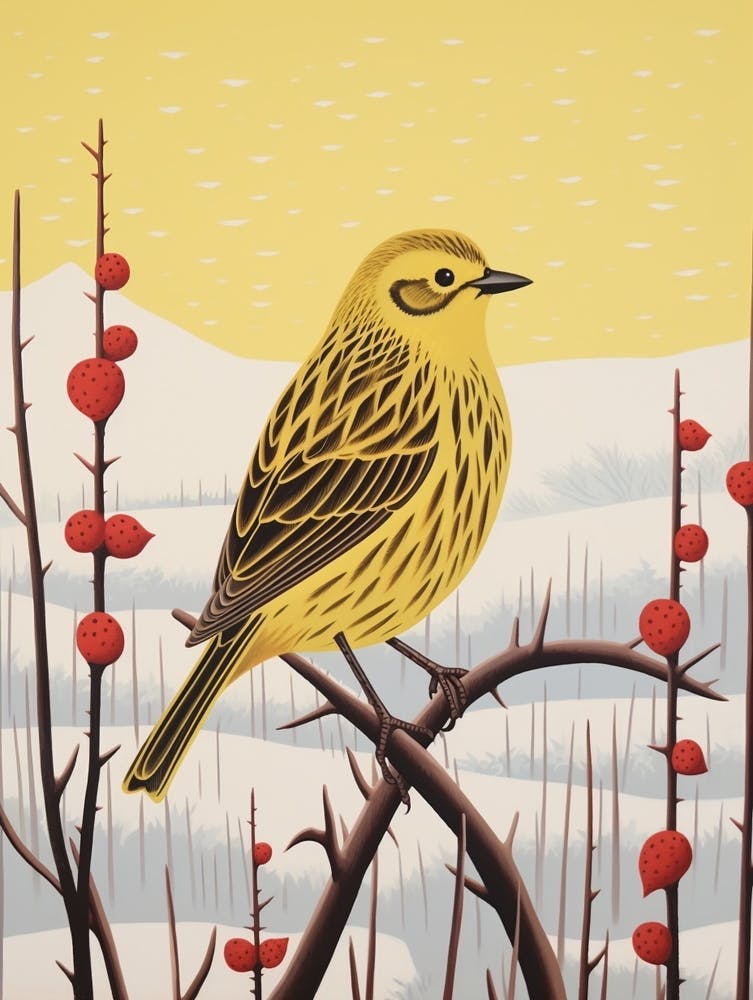 Bird Illustration Yellowhammer 1