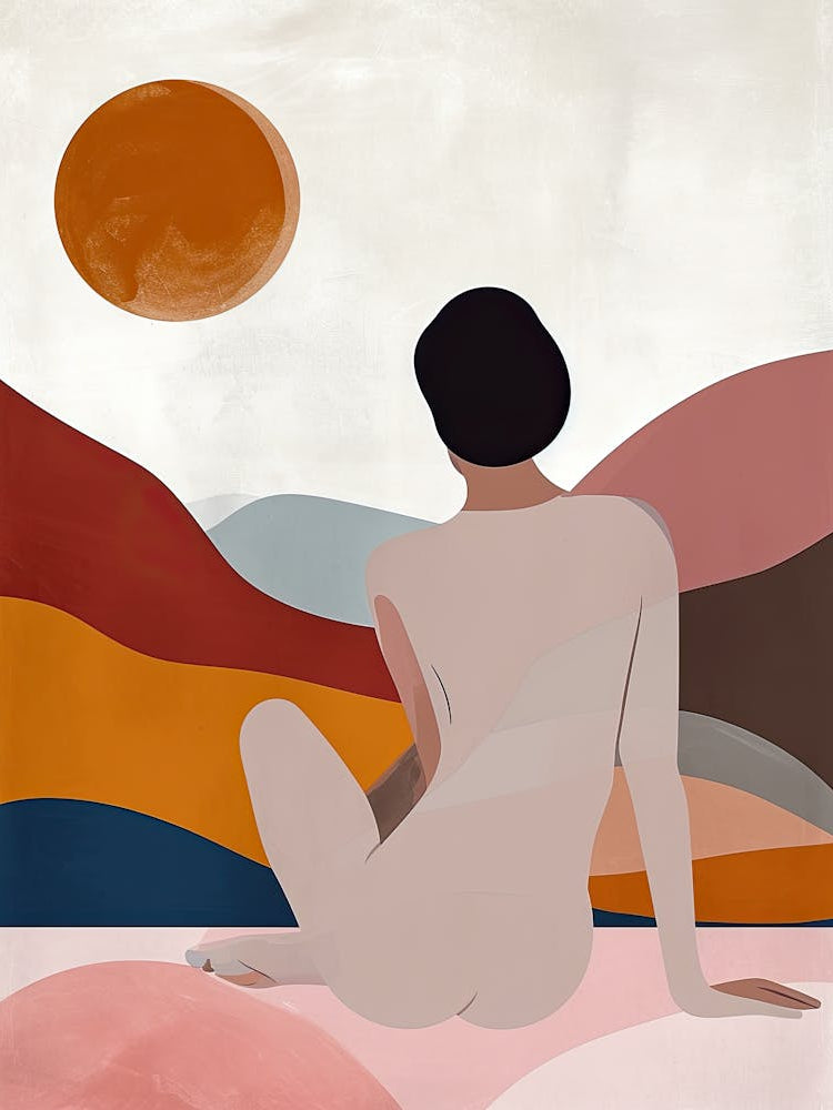 'Sunrise' Nude Boho Print