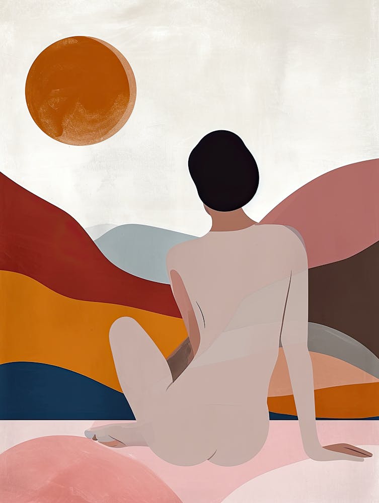 'Sunrise' Nude Boho Print