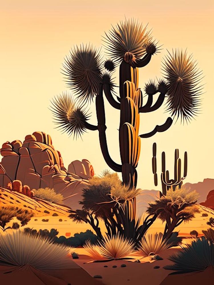Joshua Trees In Desert Vintage Botanical Line Drawing  (4)