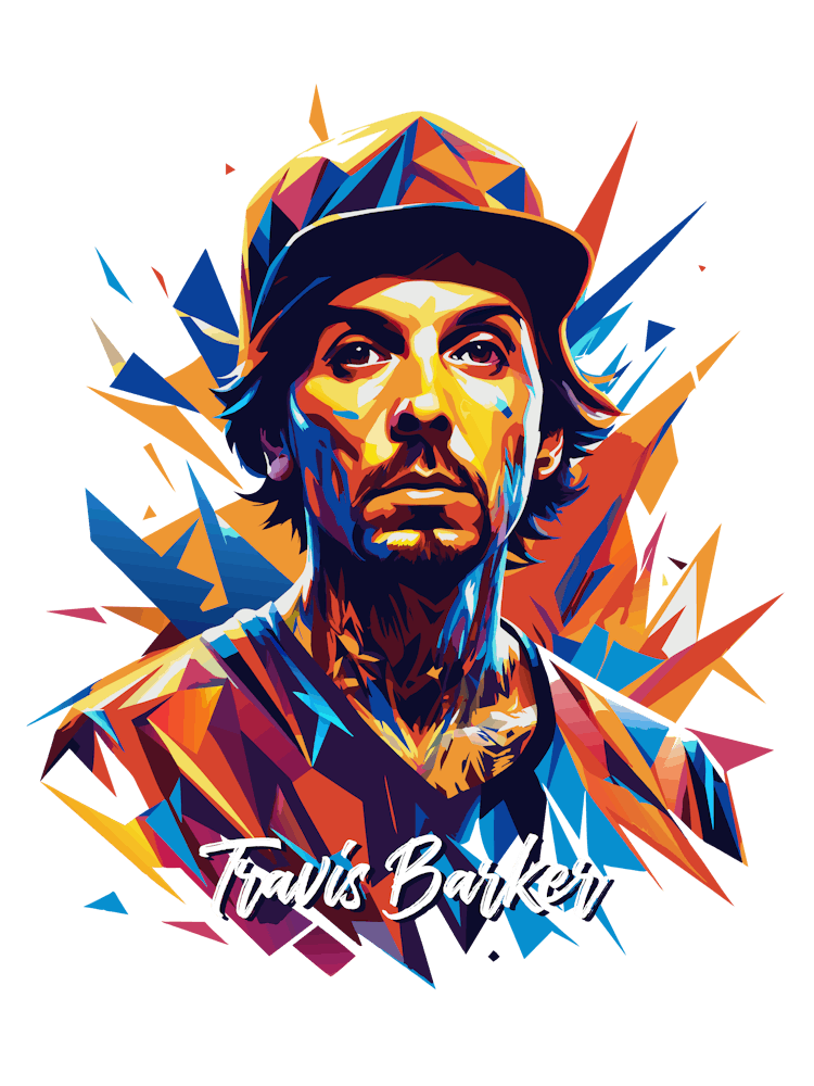 Travis Barker Blink 182 02 Portrait Music Icon WPAP Pop Art Style