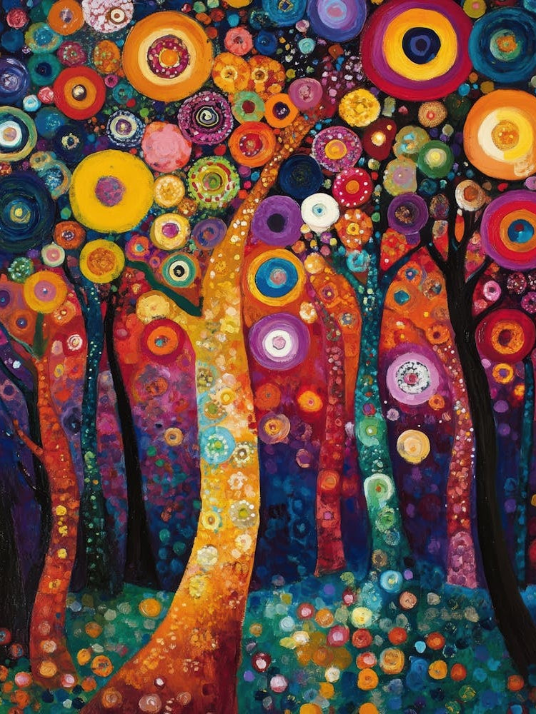 Colorful Circles In The Forest