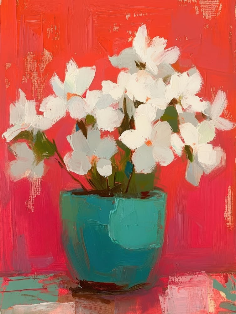 White Flowers In A Blue Vase 2